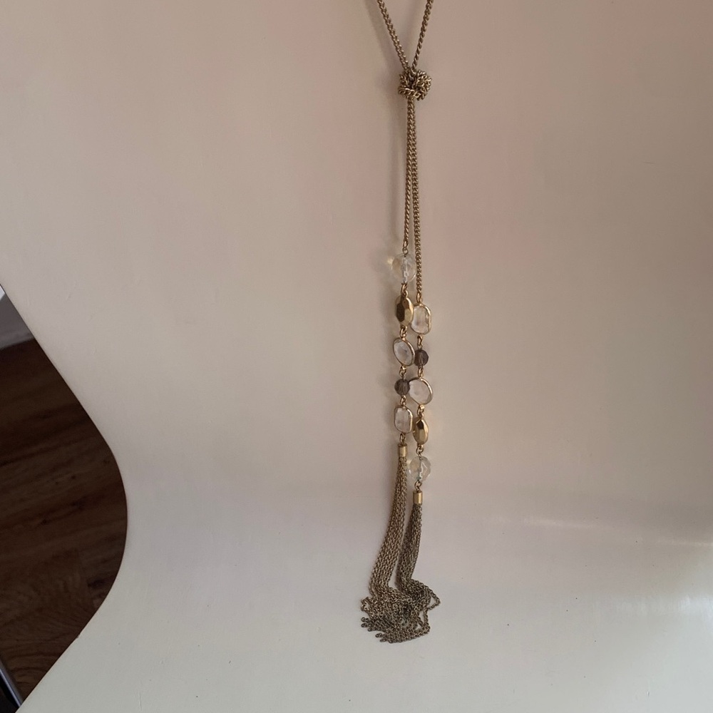 Chic Gold and Clear Beaded Necklace